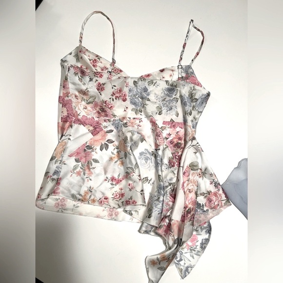 RITA ORA floral draped satin camisole shirt top LIKE NEW - Picture 2 of 10